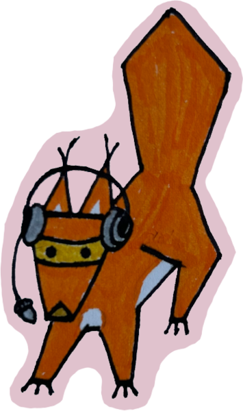 Illustration eines Eichhörnchens, das ein Headset trägt