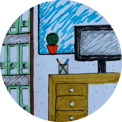 Illustration eines ordentlichen Arbeitszimmers